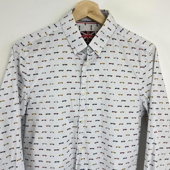 Soul of London Men's 14.5 Slim Fit White Casual Long Sleeve Button Down Shirt - Picture 6 of 11